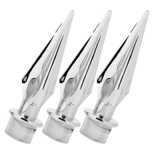 Generico Puntale per Asta della Bandiera in Plastica Pp Argento, Set da 3 Pezzi, Testa Decorativa per Pennone Esterno, Facile Installazione per Hotel, Ufficio e Uso Esterno