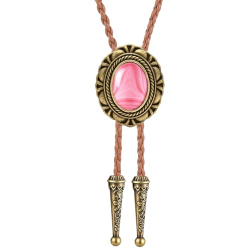 Image of GelConnie Native American Bolo Tie Rodeo Cowboy Leather Necktie Western Necklace Costume Accessories for Men,Women