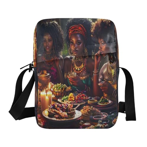 Crossbody Bag African American Black Womens Dinning Party Messenger Bag for Women Men Purse Shoulder Bag Satchel Bag with Adjustable Strap 214B8900
