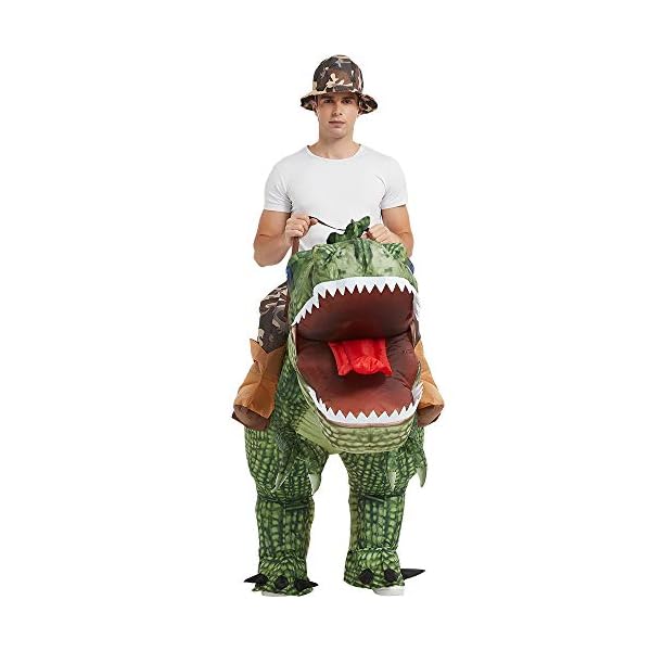 One casa inflatable costume dinosaur riding t rex air blow up funny party halloween costume for adult - image 6