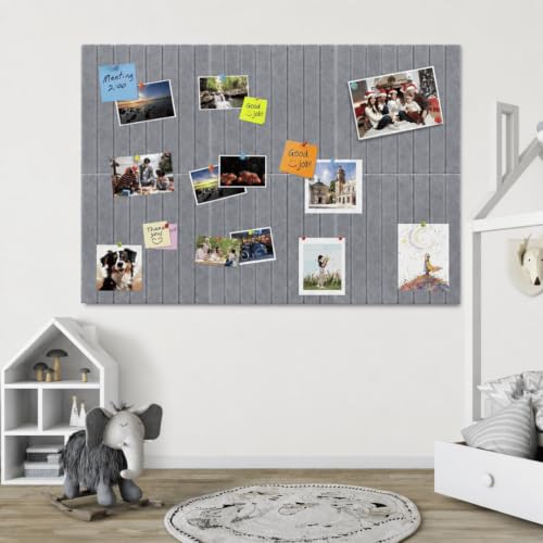 Image of QUIET CANVAS Acoustic Wall Slat Pinboard, 1x1ft, Pack 6, 50 PushPins Grey