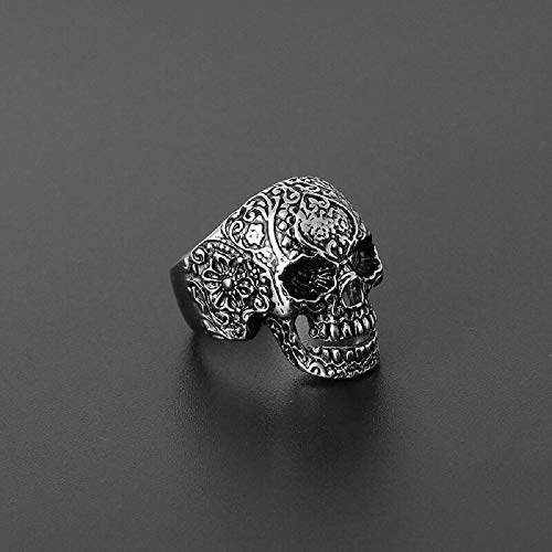 Anel Masculino Caveira Mexicana De Aço Inoxidável Estilo Punk Rock Motoqueiro (26)