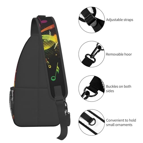 Bolso bandolera con notas musicales coloridas negro miniatura 4