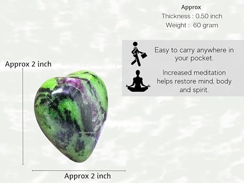 Image of Certified Ruby Zoisite Crystal Heart Palm Pebbles Stones for Anxiety Stress Relief Massage - AAA Grade Original Healing Gemstone Agate Heart Palm Stone for Yoga Meditation Spiritual