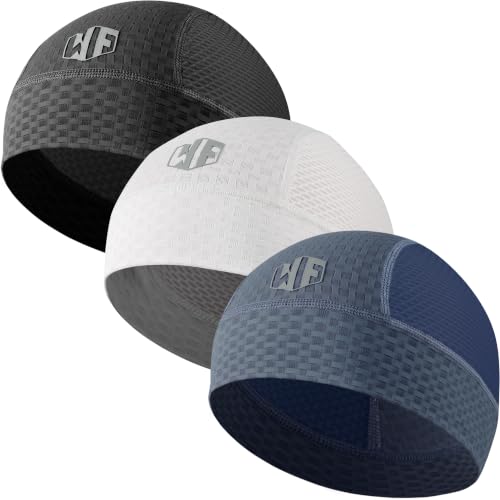 Image of WTACTFUL 3-Pack Breathable Mesh Skull Cap Sweat Wicking Helmet Liner Summer