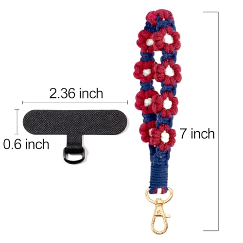 Boho Macrame Phone Wrist Strap, Cell Phone Lanyard with Tether Tab, Purple - Photo 60 sur 85