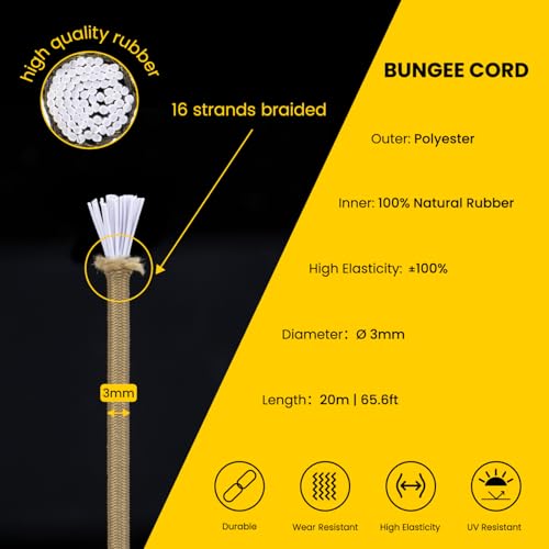 Brotree Elastic Cord Bungee Cord 3mm x 20m Elastic String Rope for DIY Crafts, Sewing, Beading, Jewellery, Necklace, Bracelet - Image 3
