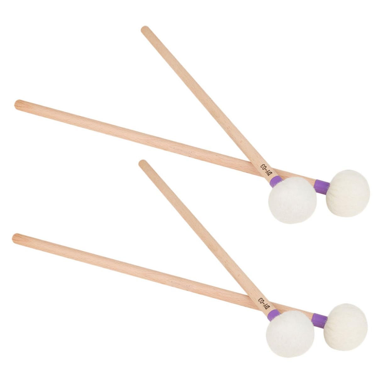 Baquetas de Percusión con Mango de Madera y Cabeza de Fieltro | Color Púrpura, Paquete de 4 Unidades, Uso en Instrumentos de Percusión y Actuaciones en Escenario