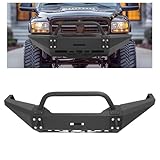 HECASA Front Bumper Assembly Compatible with 1994-2002 Dodge Ram 1500 w/Winch Plate & Tow Ring & Pull Bar Steel Powder Coated Black Two Packages