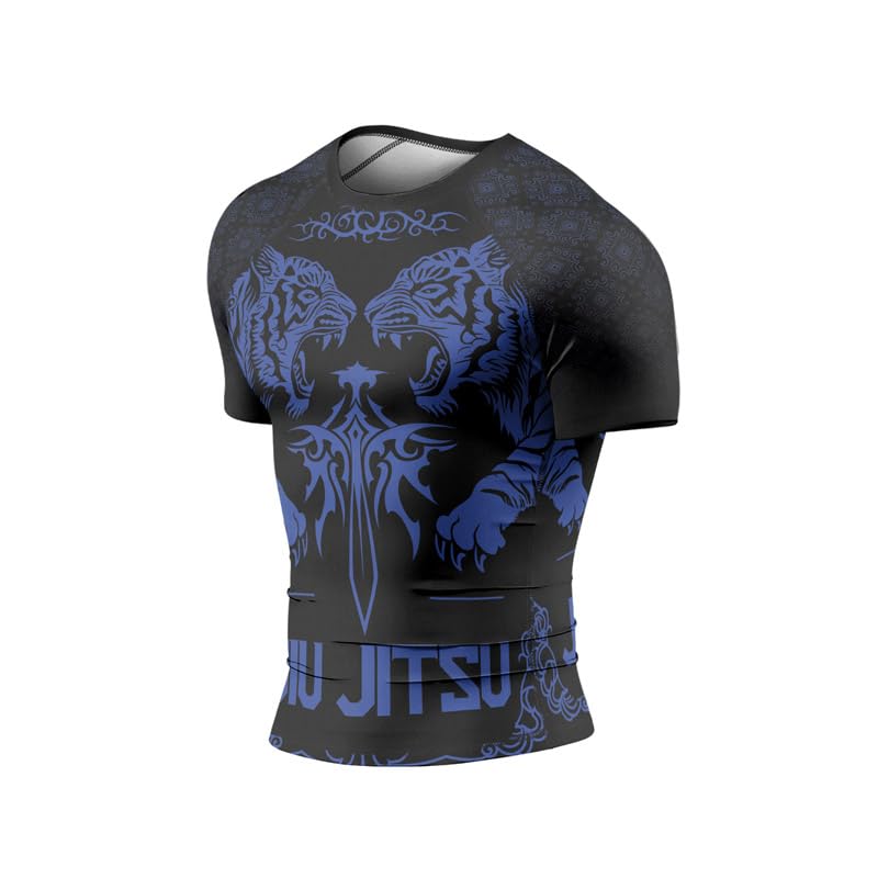 Tiger MMA Rash Guard – Short Sleeve Compression Shirt for Jiu Jitsu BJJ Grappling & No-Gi Training3