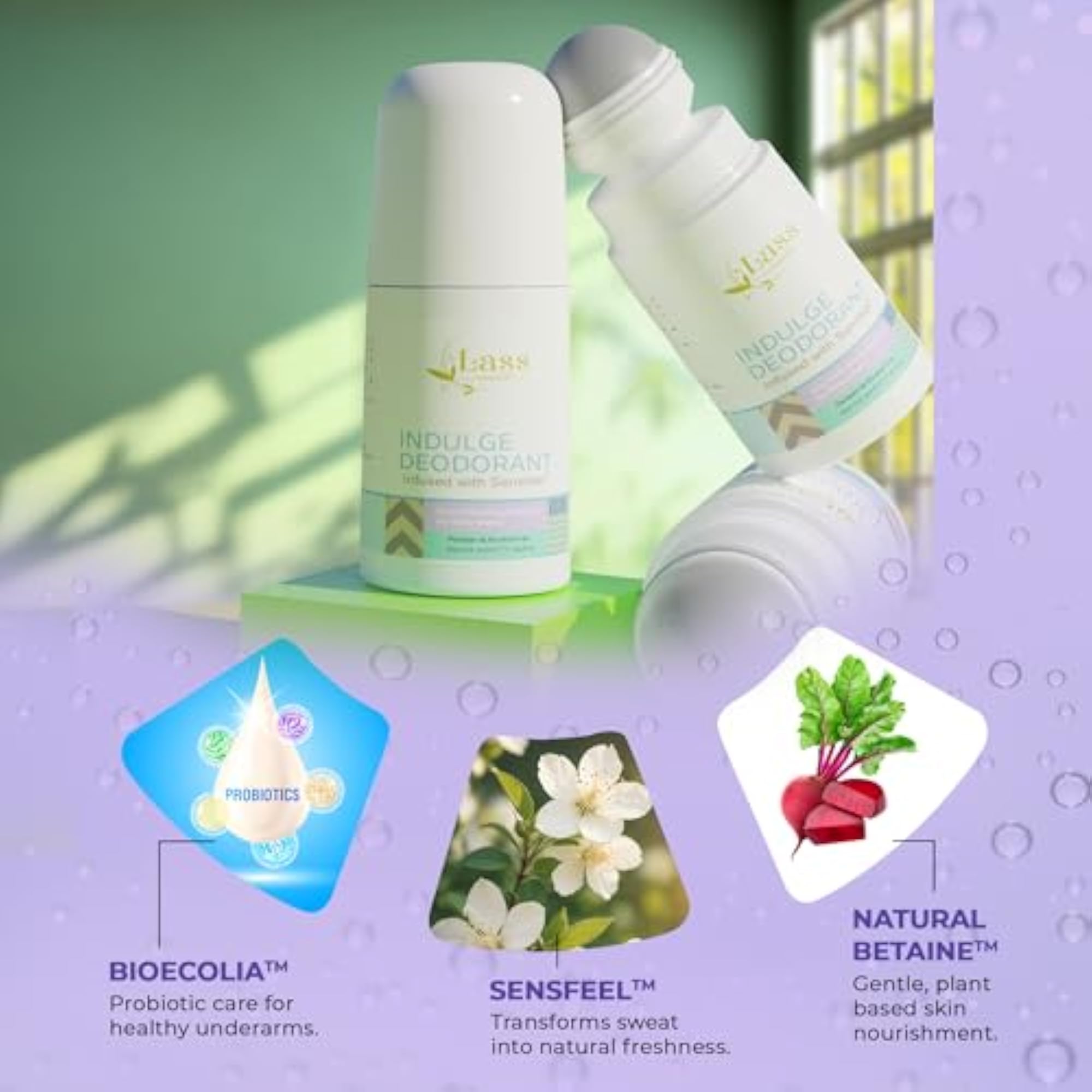 Indulge Underarm Roll-On Deo Serum for Women, Alcohol-Free