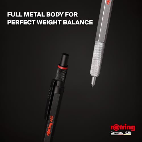 Image of Rotring 600 Series Silver Barrel Gel Pen | Black Ink Gelpen