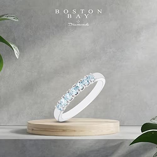Boston Bay Diamonds .925 Sterling Silver 1/3 Cttw Natural Blue Aquamarine Gemstone March Birthstone Stacking Ring- Size 7 #TOP4