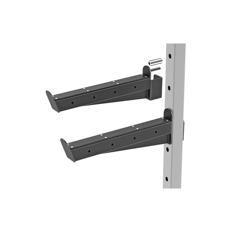 Kipika Safety Spotter Arms and J-Hooks for 2" x 2" and 3" x 3" Power Racks - Heavy Duty Barbell Holders and Catches with Rubber Pads - Power Rack Attachments for Squat, Bench Press and More