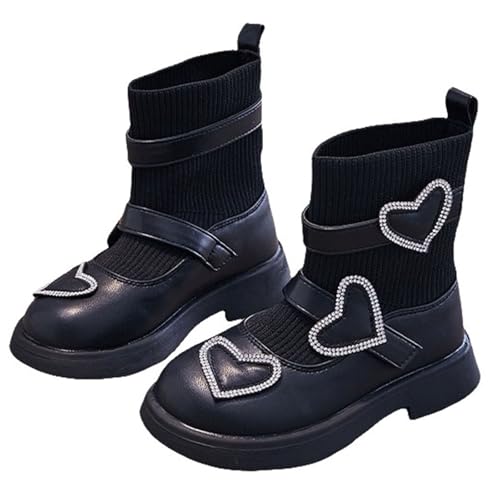 IWIHMIV Girls Socks Boots Knitted Ankle Boots Soft Sole Comfortable Round Toe Non Slip Dress Booties for Toddler2
