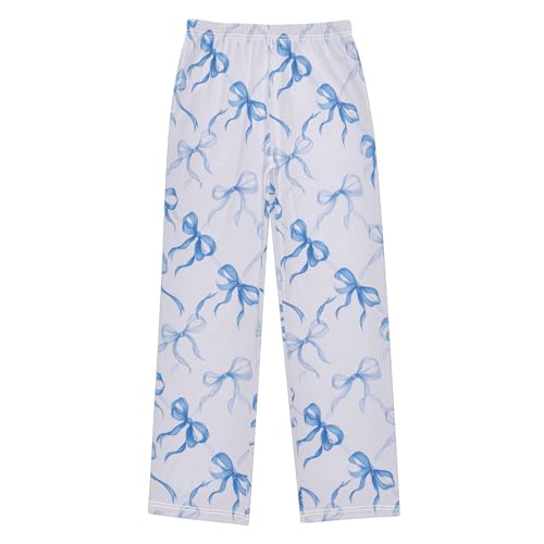 Pajama Bottoms, Ribbons Blue Bows Pajamas Pant Sleep Long Pants Lounge Wear Sleepwear Soft Pjs