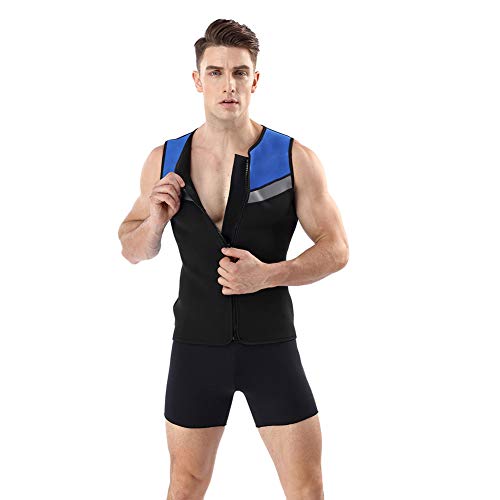 QWERDF Men Top Gilet Néoprène Wetsuit À l'avant Fermeture À Glissière, Thermique sans Manches pour La Natation, Plongée, Surf Et Canoë-Kayak (No Pants Court),B,LS Cover