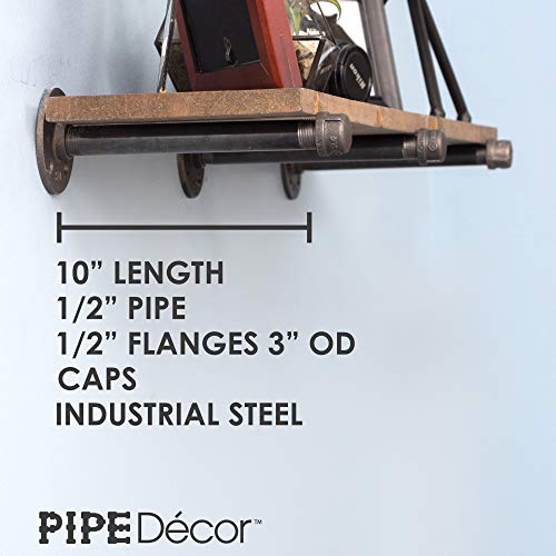 Rustic Pipe Decor Industrial Shelf Brackets – Set Of Six, Industrial Steel Grey Iron Fittings, Flanges And Pipes For Custom Floating Shelves, Vintage Hanging Wall Mounted Furniture Decorations #TOP6