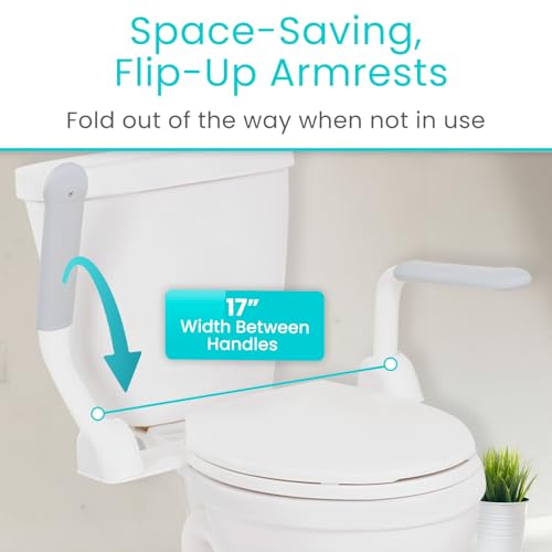 Vive Toilet Safety Rail with Flip-Up Handles - 450 lb Capacity Senior Safety Frame for Elderly & Disabled - Handicap Grab Bar Riser Stand Assist with Arms for Bathroom Assistance & Raised Toilets - Image 6