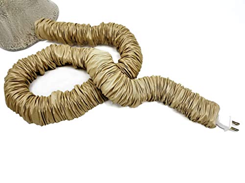 Image of Dk Tan /Camel COVEREase Lamp Cord Cover 9 ft Faux Silk Fabric Cover - Cable Sleeve, Wire Cover, Cord Hider for Cable Management for Electrical Lighting Fixtures (1 Pack)