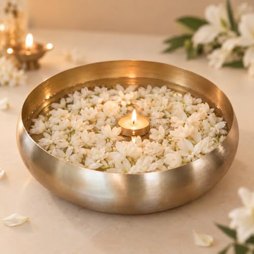 Metal Ekam Urli Bowl for Home Decor- 10 Inch | Handcrafted Brass ...