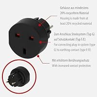 Brennenstuhl Reisestecker/Reiseadapter (Reise-Steckdosenadapter zum Anschluss elektrischer Geräte mit British Standard Stecksystem in Ländern mit Schutzkontakt Stecksystem) schwarz (5er Pack) – Ansicht 4
