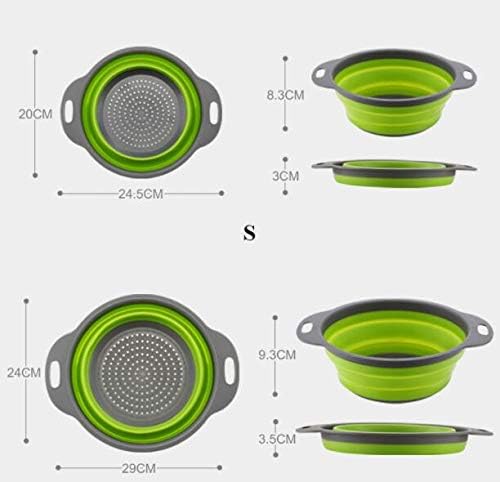 Miniatura 4 de 2 unidsset de silicona colador de frutas y verduras cesta de lavado colador de drenaje cuenca con mango herramienta de cocina - uso ahorrar espacio