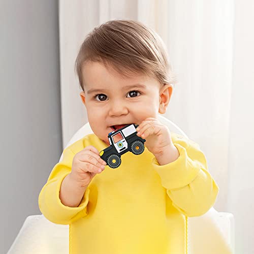 Image of Car Series Baby Teething Toys,Food Grade Silicone Chew Teether for 3 Months+ Infant Boy and Girl,Toddler Sensory Chewing Teether,BPA Free. (Police Car, Black)
