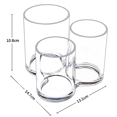 Image of MOSIKER Makeup Brush Holder,Acrylic Clear Round Remote Control Pen Pencil Hair Nail Brush Comb Organizer with 3 Slots