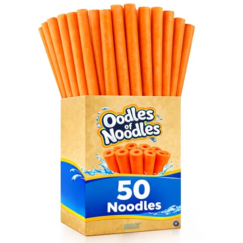 Image of Oodles of Noodles Deluxe Rainbow Swimming Pool Noodles Foam- Pack of 50 - Approx. 48 inch x 2.5 inch Multi-Purpose Foam Tubes, Pool Floats for Water Fun, Exercise, Crafts, Padding, Insulation & More