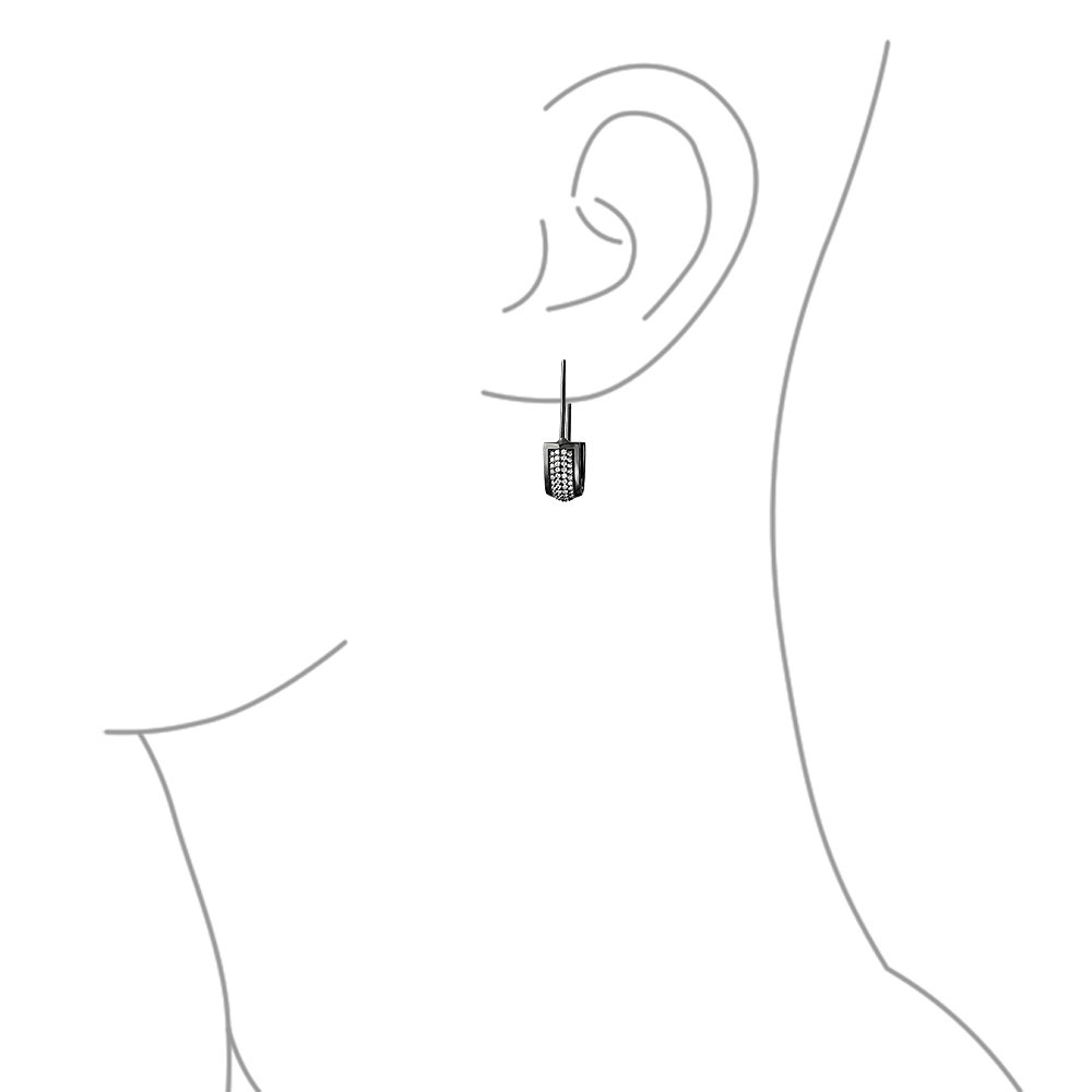 Simbolo Sostenere gli sfollati Cubic Zirconia CZ Orecchini con perno di sicurezza Per donne Per adolescenti Argento placcato nero