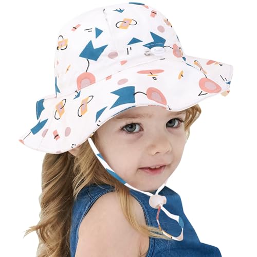 Image of Bold N Elegant Cartoon Print Kids Cotton Sun Hat with Adjustable Chin Strap, Beach Cap Fishing Hat for Boys and Girls