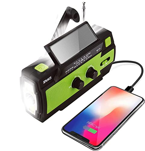 Radio solar, radio de manivela Zhongkaifa AM/FM, recargable, radio dinamo impermeable, LED, banco de energía para senderismo, camping, exterior, emergencia