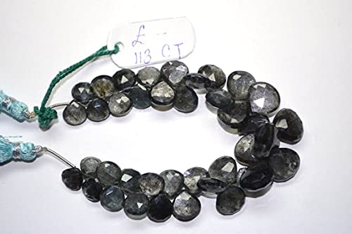 Perle aigue-marine mousse naturelle cœur briolette pour fil bijoux DIY