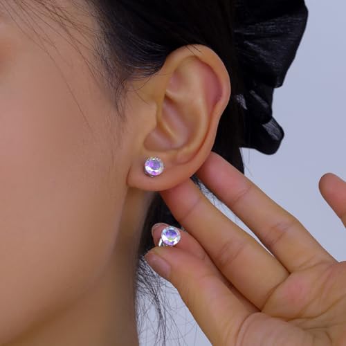 5 Pairs of Surgical Stainless Steel Aurora Borealis Crystal CZ Stud Earrings 3,4,5,6, & 7mm3
