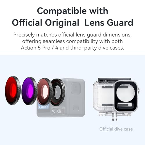 Honbobo Tauchfilter für DJI Osmo Action 5 Pro Hellrot/Rot/Violett Filter Unterwasser Filter Objektiv Schutz Zubehör für DJI Osmo Action 5 Pro 4 (Purple)