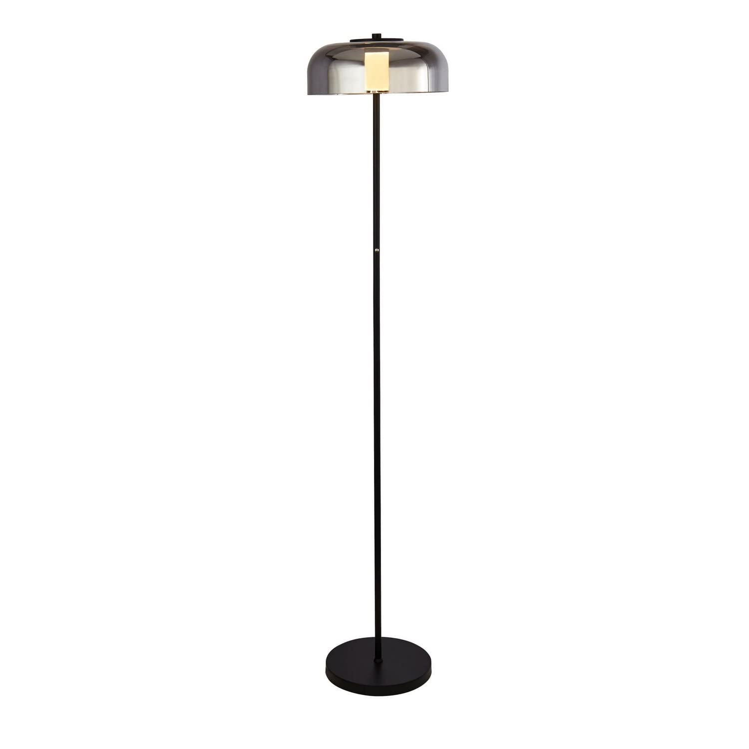 Searchlight Frisbee 1 Light Led Floor Lamp, Matt Black with Smoked Glass