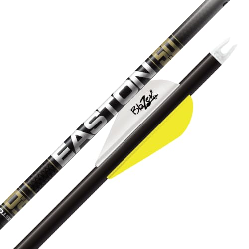 Easton 5.0 5mm Carbon Arrows with HIT Inserts, 340 Spine, 2" Blazer Vanes (6-Pack)