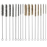 16pcs Tube Cleaning Brush Set, 12in Long Stainless Steel & Brass Wire Pipe Cleaner Brush Engine Cleaning Tool for Deep Pipes Auto Parts Narrow Spaces Home Brew (8 Sizes)