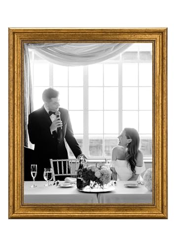 CABBEL Cadre photo 40x50 cm Or – Style Baroque Vintage – Pour affiches, photos et certificats – Verre acrylique incassable – Élégant & décoratif –...