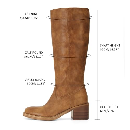 Image of ZJGZF Womens Banana Knee High Boots Square Toe Comfortable Boots Block Heel Riding Boots Wide Calf Tall Boots