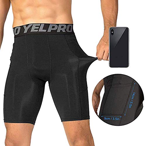 Yuerlian Compression Shorts Men with Pocket Spandex Sport Shorts Athletic Workout Running Performance Baselayer Underwear2