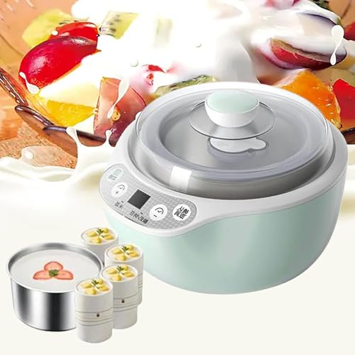 QIeAny Máquina De Fabricantes De Yogur, Máquina De Yogurt Eléctrica Multifunción, Pantalla LED, Fermentación Termostática De 360 ​​° Y Temporizador, Almohadilla Blanda Anti-Deslizamiento,A