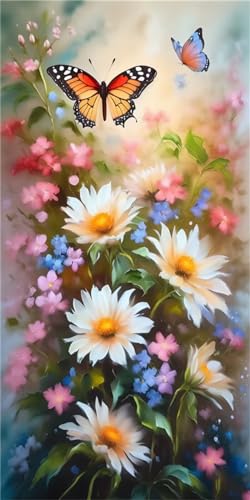 Peinture diamant 5D grand format 40x90cm avec broderie strass motif fleur pour adulte