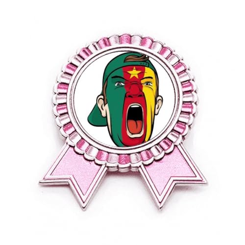 Broche drapeau Cameroun rose en métal taille M pour accessoire de mode