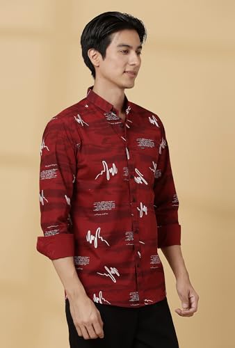 Image of Majestic Man Men's Cotton Slim Fit Printed Casual Shirt