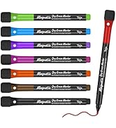 Magnetic Dry Erase Whiteboard Markers, 8 Count Colorful Fine Tip Thin Dry Erase Markers with Eras...