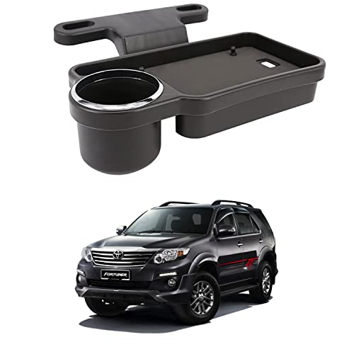 Image of Oshotto (FT-04) Foldable Car Auto Headrest Rear Back Seat Table Drink Food Cup Tray Holder Compatible with Toyota Fortuner - Black