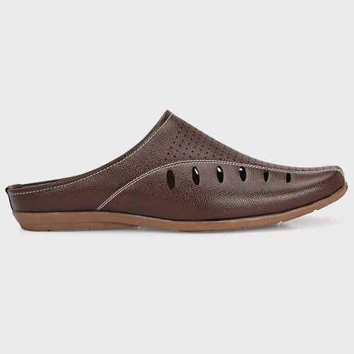 Image of Centrino Men's Casual Slip-On Sandals |Comfortable Back-Open Relaxed Fit Mule|Slip-On Half Shoe with Cushioned Insole for Office,Casual,Home,Outdoor,Driving,Summer Everyday Comfort(8107)