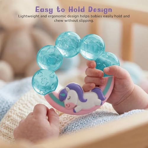 Image of Baybee Natural Silicone Baby Teether for 3-12 Months | Soft Unicorn Lightweight Teething Toy for Infants | BPA-Free Teethers Chew Toy Non-Toxic Food Grade Soother | Teething Relief for Babies